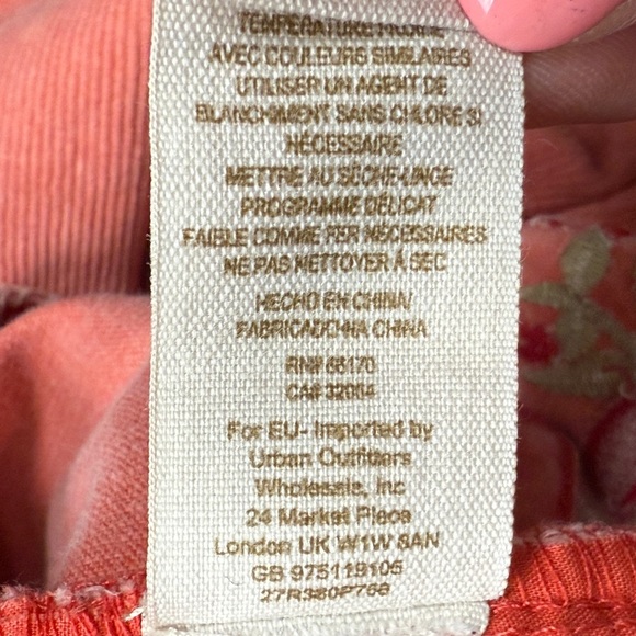 Free People Womens Orange Peach Corduroy Ankle Pants Floral Embroidered Size 27 - Picture 5 of 9